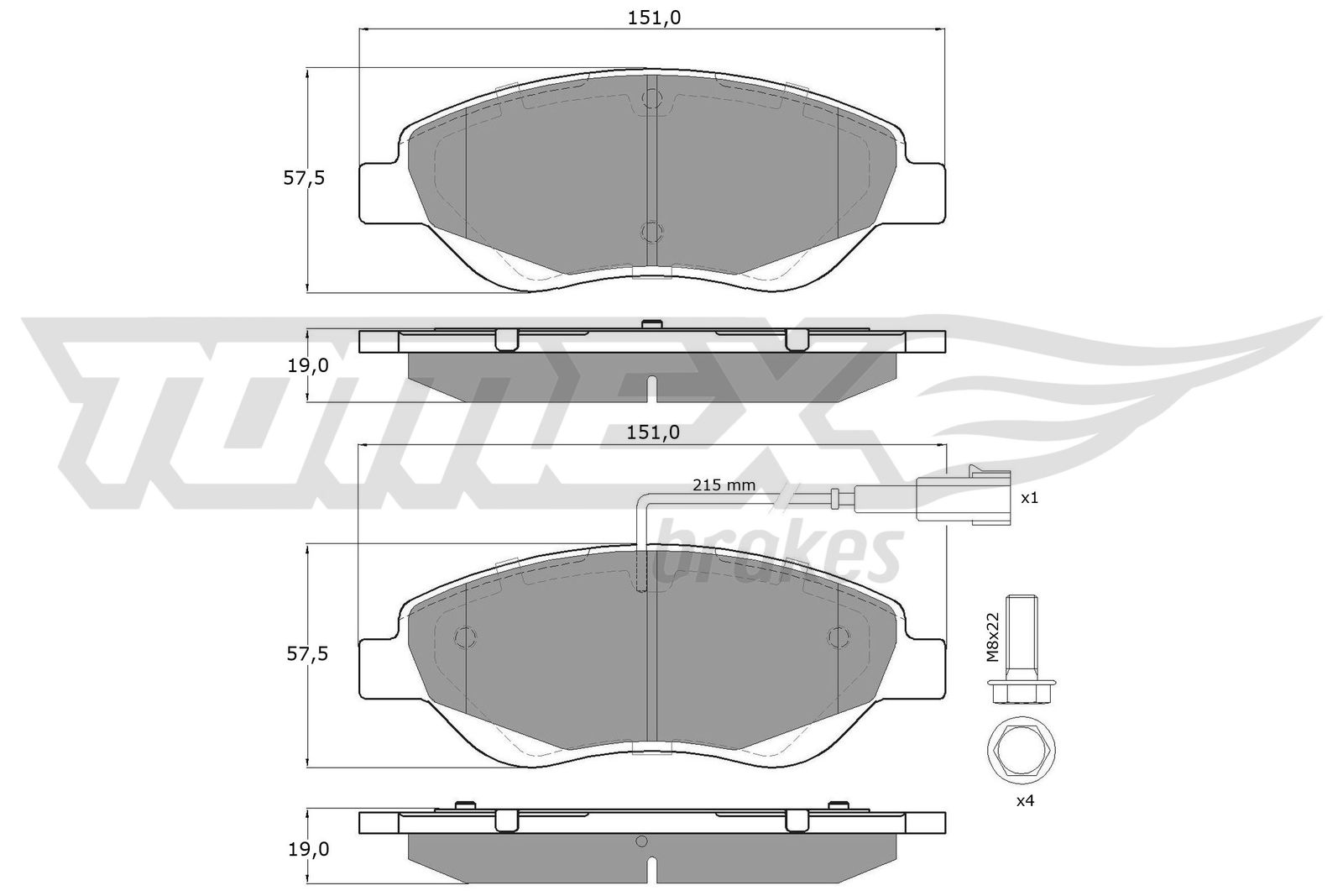 Sada brzdových platničiek kotúčovej brzdy TOMEX Brakes